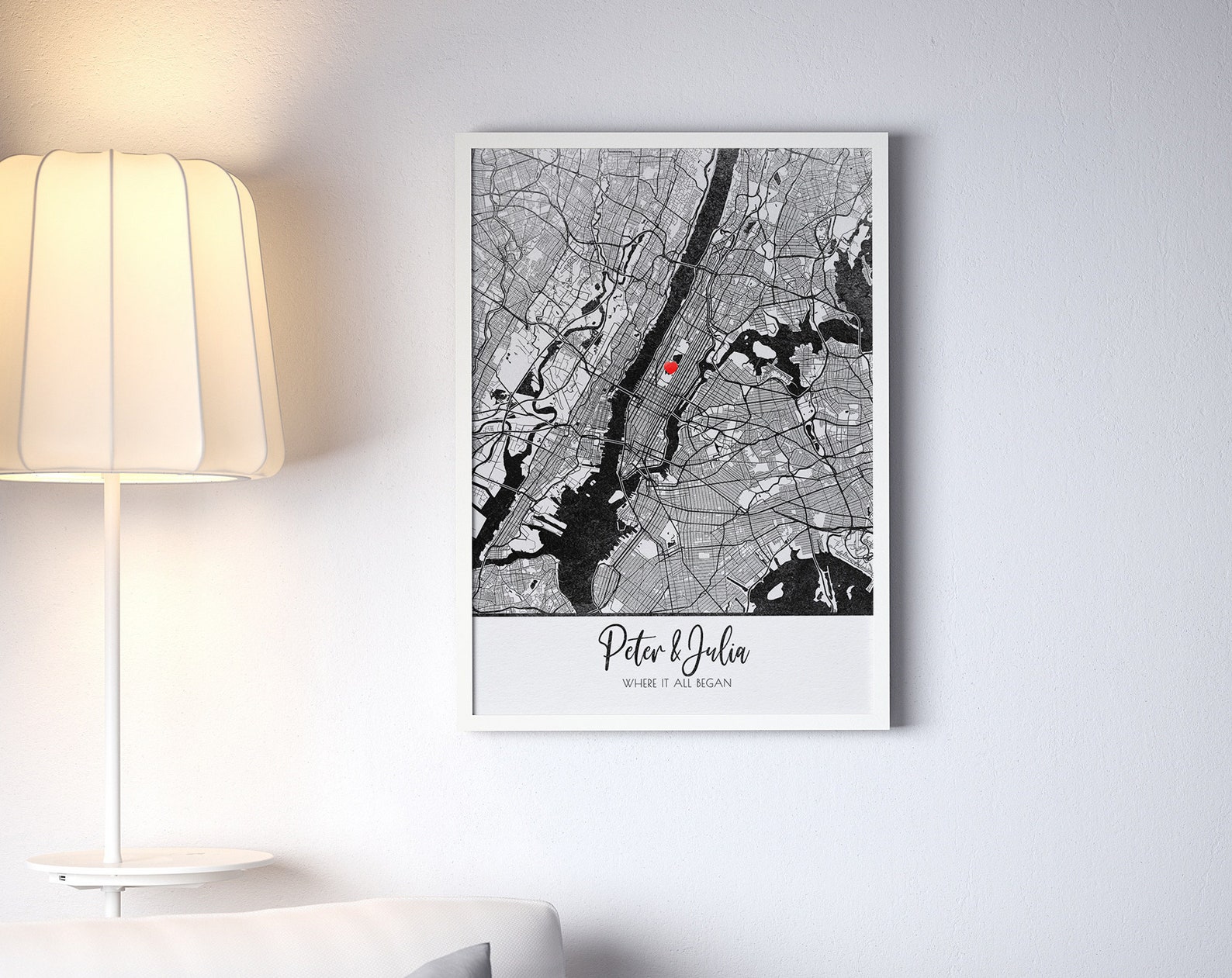 Custom Map Gift Where It All Began, Where We Met Custom City Map, Hello ...
