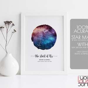 The Night Sky Map Print, Anniversary Star Map By Date, Special Memory Gift, Star Map Digital, Constellation Art, Star Map Print, Sky Map Art