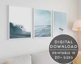 Coastal Wave Print Set: Beach Gallery Wall Art (Digital Download)