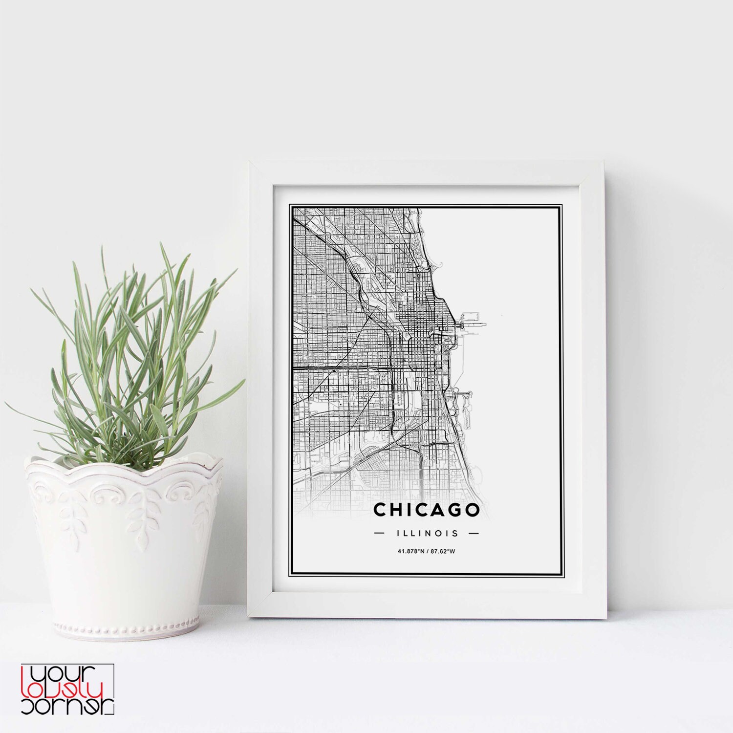 Chicago Map Print Chicago Map Gift Chicago Map Wall Art Etsy