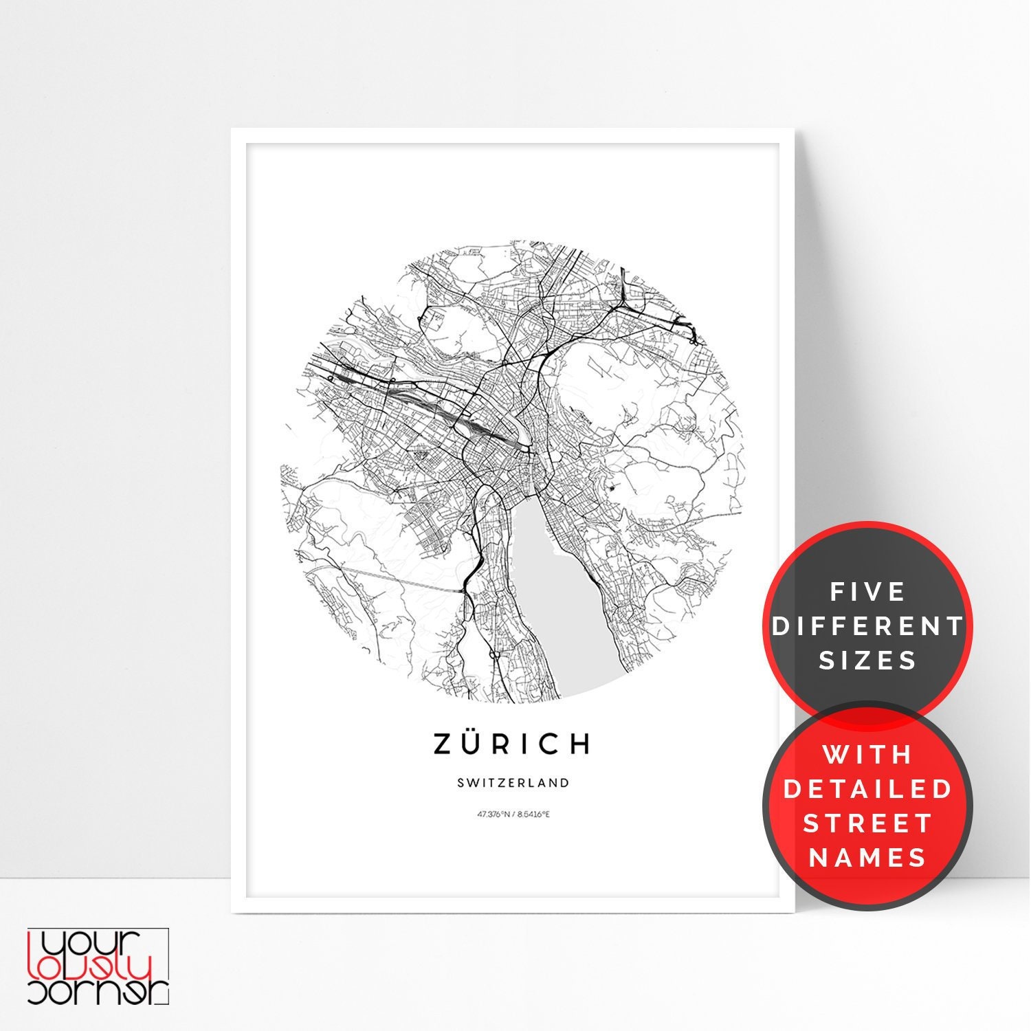 Zurich Map Print Zurich City Map Printable Wall Art Travel | Etsy