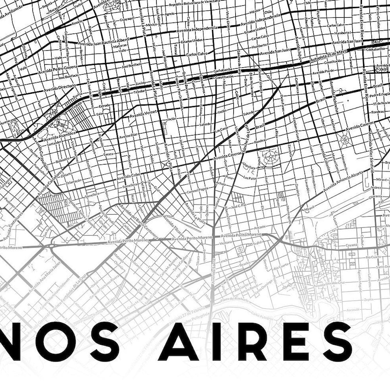 Buenos Aires Map Print Buenos Aires Map Art Printable Map of - Etsy