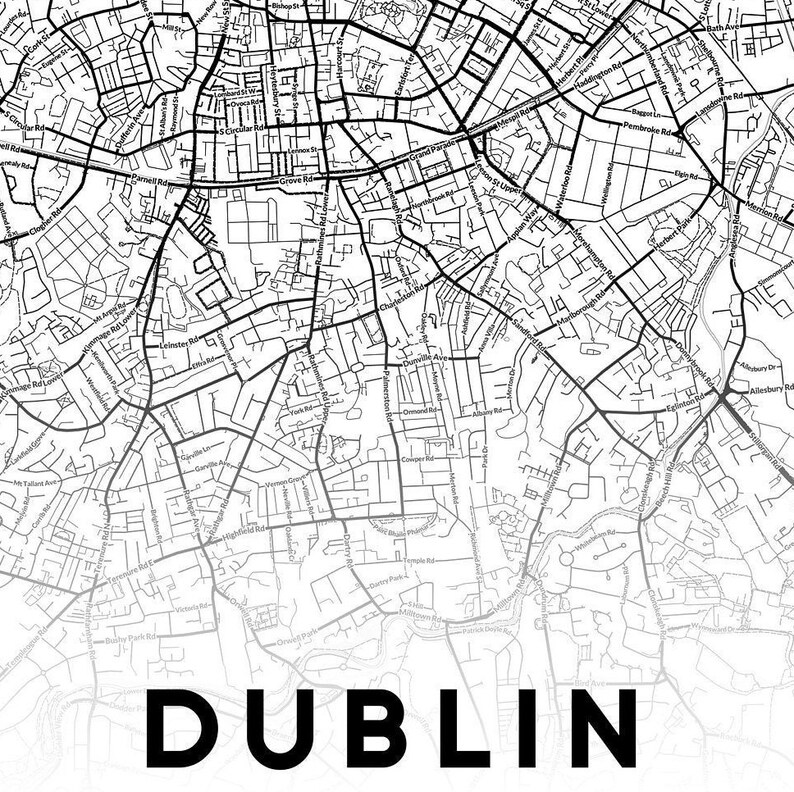Dublin Map Print Dublin Ireland Map Dublin City Map Print - Etsy