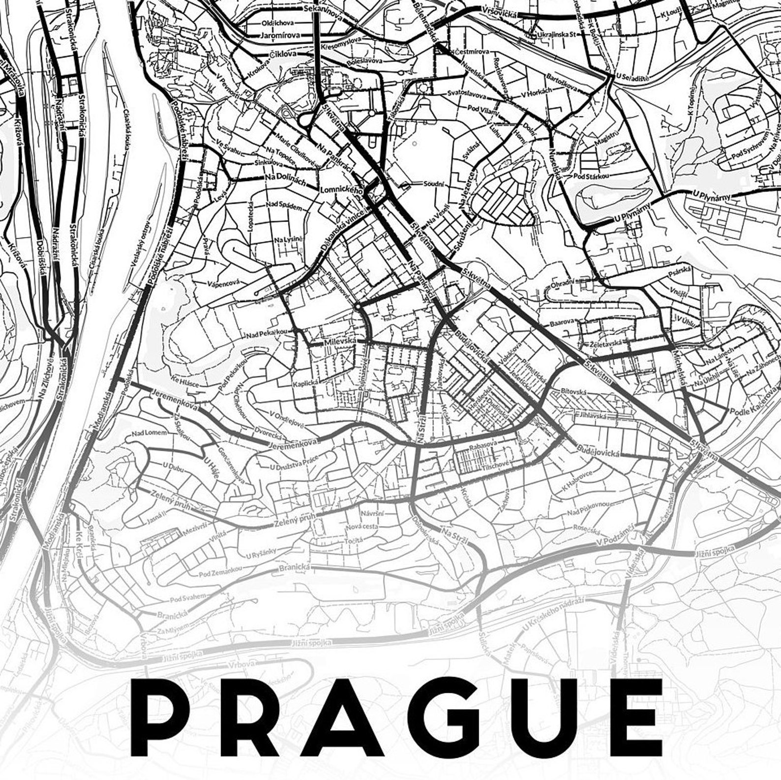 Prague Map Print Prague Map Gift Prague Map Poster | Etsy
