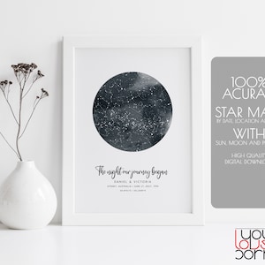 The Night Our Journey Began, Night Sky Map Digital Print, Anniversary Star Map By Date, Constellation Star Map Printable