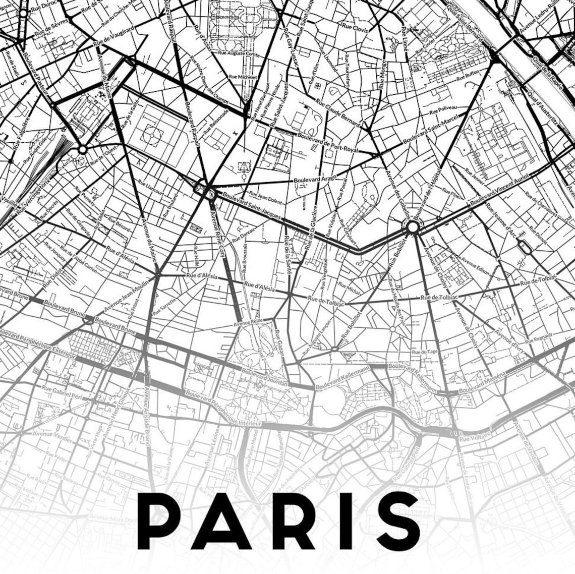 Paris Map Print Paris City Map Print Map of Paris Paris Map | Etsy