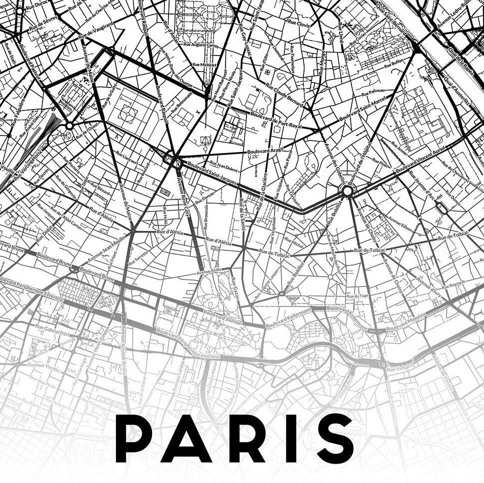 Paris Map Print Paris City Map Print Mapa de París Cartel - Etsy España