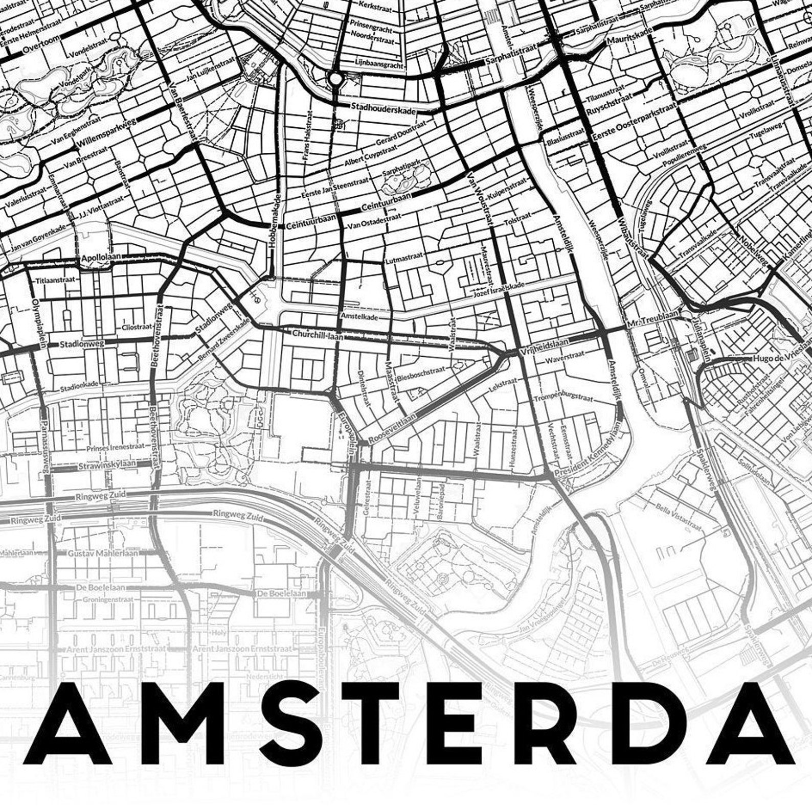 Amsterdam Map Print Amsterdam Map Gift Printable Map of - Etsy