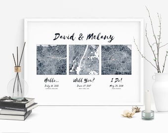 Hallo, will sie, ich tue, erste Jahrestagsgeschenk für Paar, traf verlobt verheiratet, Beziehung Sendedaten, 1. Jahrestagsgeschenk, personalisierte Geschenk