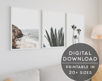Coastal Photography Print Set: Beach & Palm Decor (Digital Download)