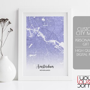Personalisierte Stadtplan Wandkunst, personalisierte Karte DIGITALDRUCK, personalisierte Karte Geschenk