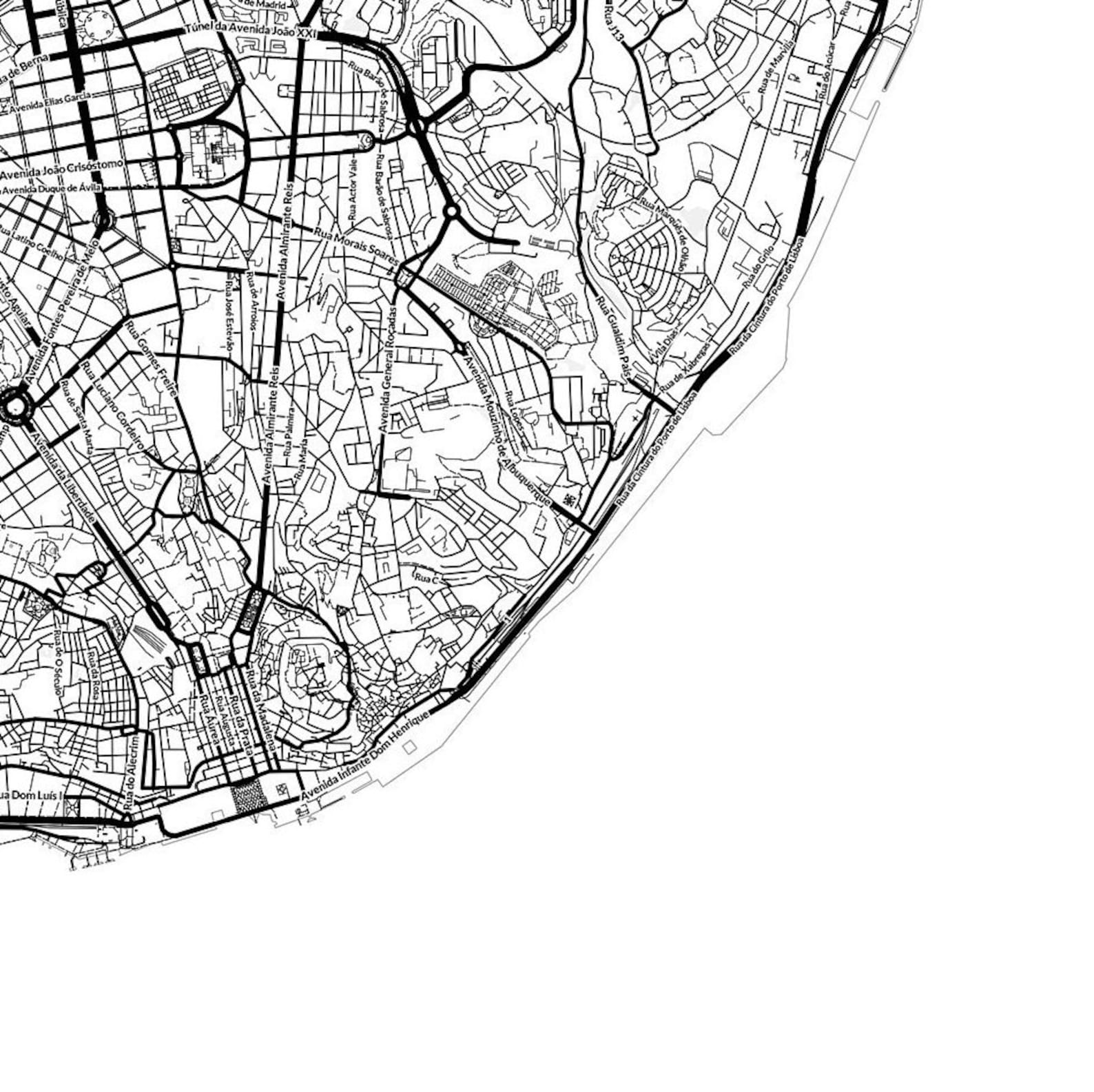 Lisbon Map Print Lisbon Map Wall Art Printable Map Of | Etsy