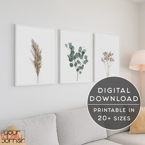 Botanical Gallery Wall Art, Botanical Print Set Of 3 Prints, Minimalist Printable Wall Art, Scandinavian Art, Plant Print in Set Of Three