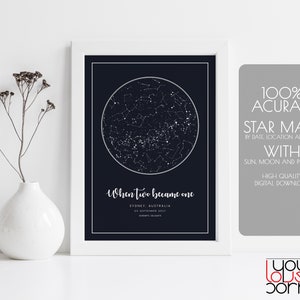 Custom Star Map Print, Star Map Digital, Star Map Print, Night Sky Print, Anniversary Star Map, Star Map By Date, Personalized Wedding Gift