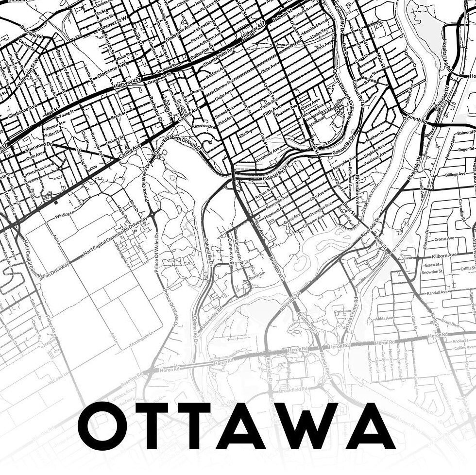Ottawa Poster Ottawa Map Wall Art Map of Ottawa Ottawa City Etsy