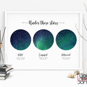 Star Map Met Fiancés Mariés Numérique, Star Map Cadeau Anniversaire Pour Couple, Où Nous Avons Rencontré Star Map, Bonjour Voulez-vous je le fais