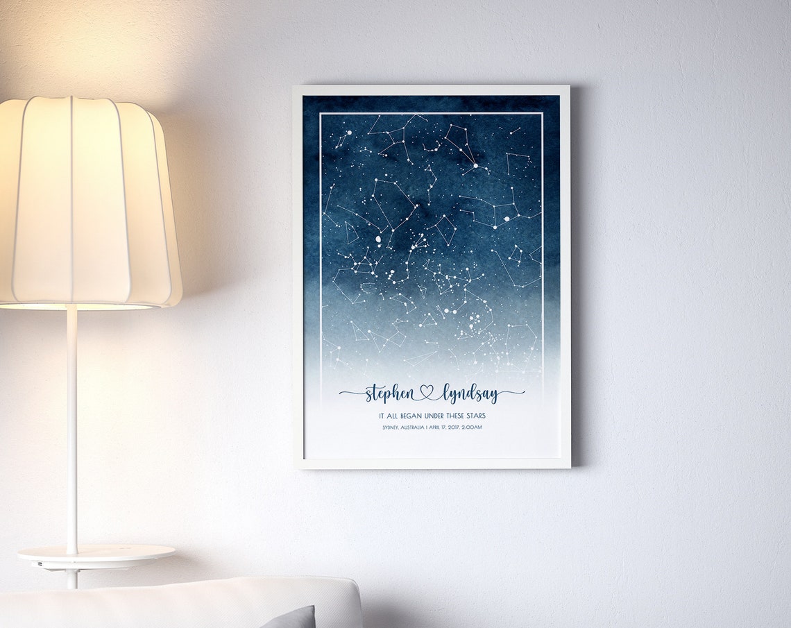 Star Map by Date Night Sky Print Custom Star Map Night Sky | Etsy