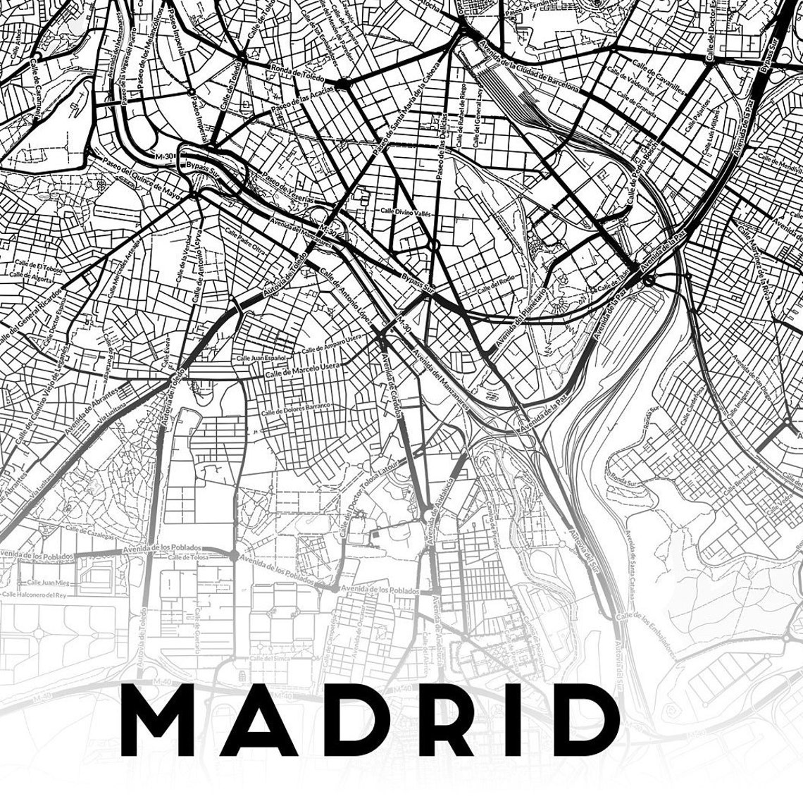 Madrid Map Print Printable Map of Madrid Madrid City Map - Etsy