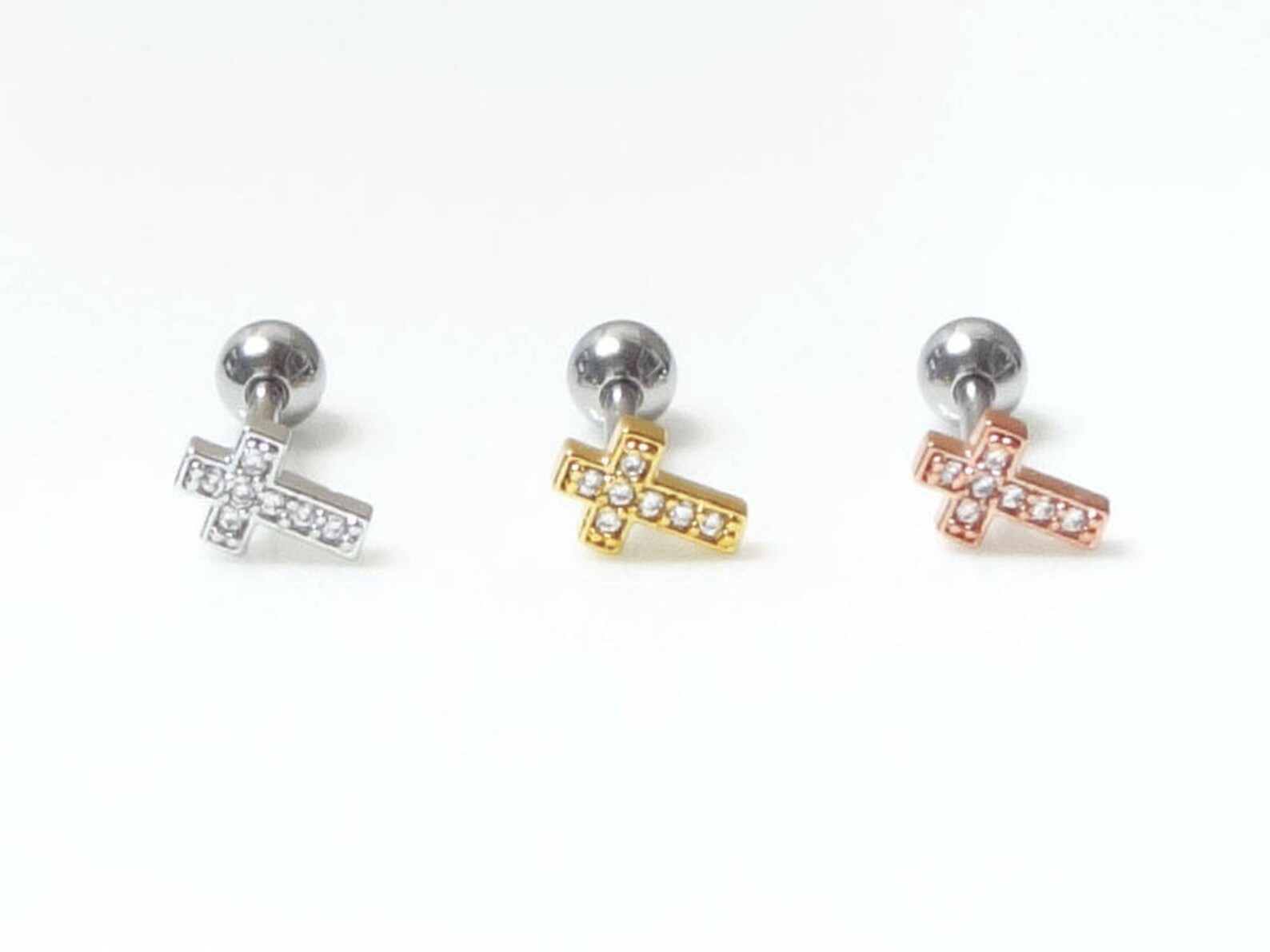 Cross Barbellcross Piercingcross Tragus Earring316l Etsy