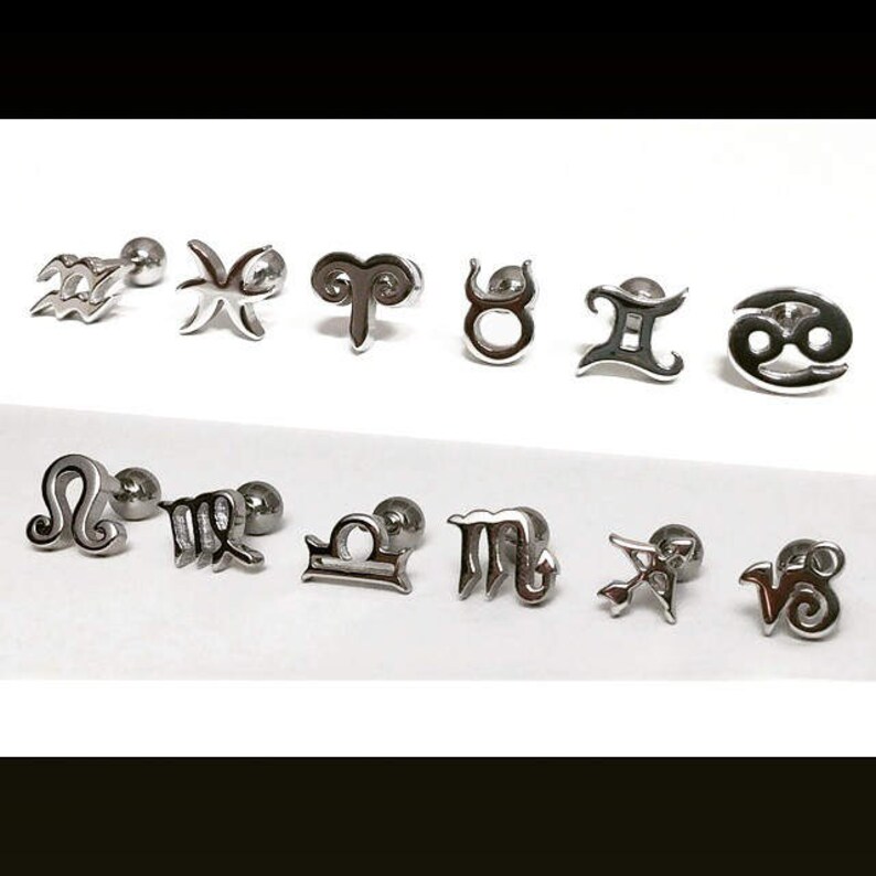 Zodiac Sign PiercingZodiac Stud EarringsZodiac Tragus Etsy