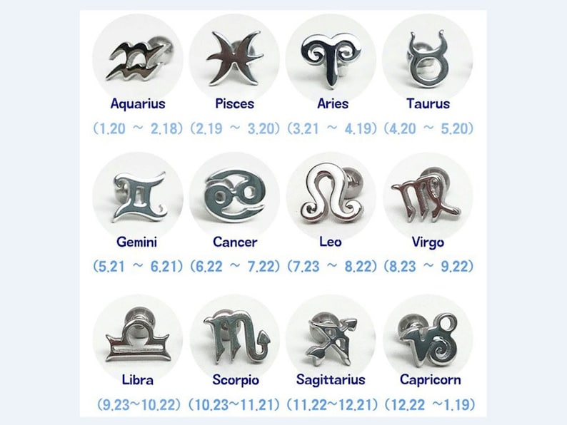 Zodiac Sign PiercingZodiac Stud EarringsZodiac Tragus Etsy