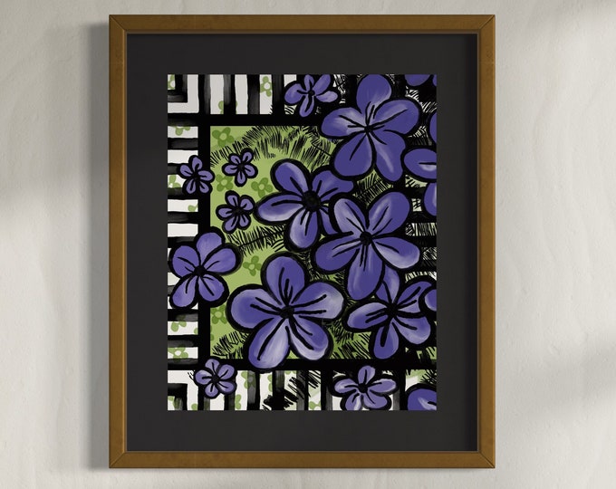 Featured listing image: Whimsical Purple Floral with Border Printable