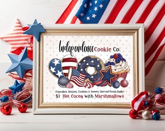 Patriotic Perfection: Independence Cookie Co. 4th of July sign bundle - hand drawn & printable!