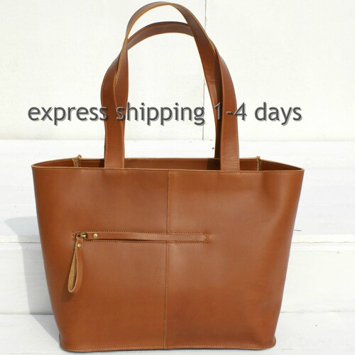 Leather tote bag/ womens handbag/ shoppers bag/ shoulder bag/ genuine leather brown tote/ ladies tote/ womens tote/ shops code 310/ cognac colour