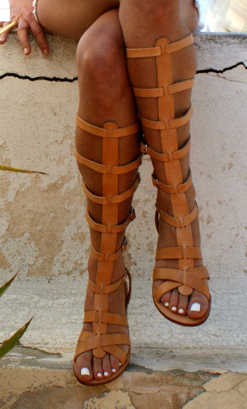 ARES Leather Gladiator Sandals/ Ancient Greek Sandals/ Lace up - Etsy