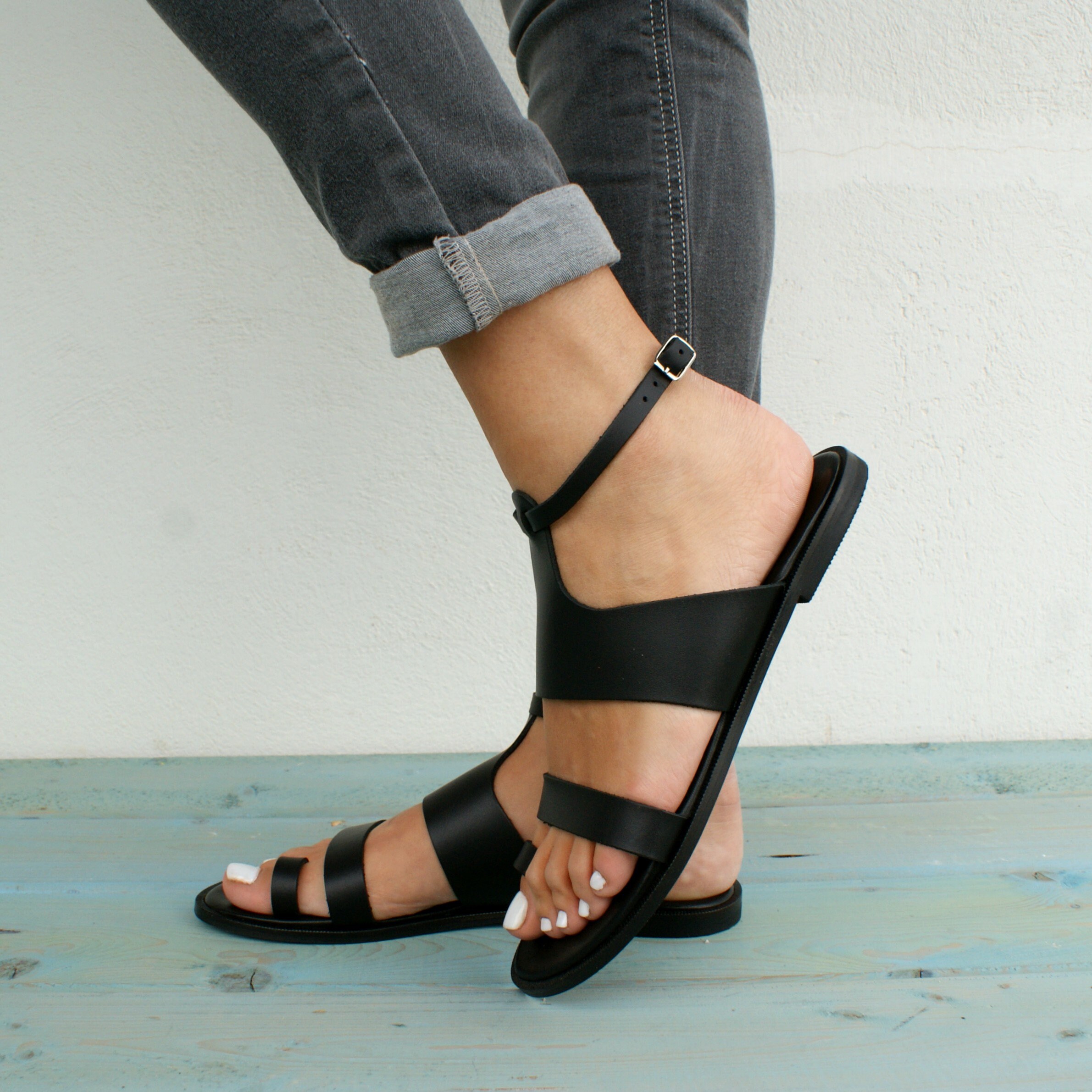 ASTRA 2 Sandals/ Greek Leather Sandals/ Ankle Cuff Sandals/ - Etsy