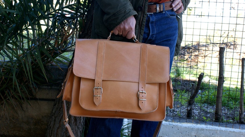 17 inch leather messenger bag shoulder bag laptop bag old school bag mens bag crossbody bag leather briefcase code 20 natural