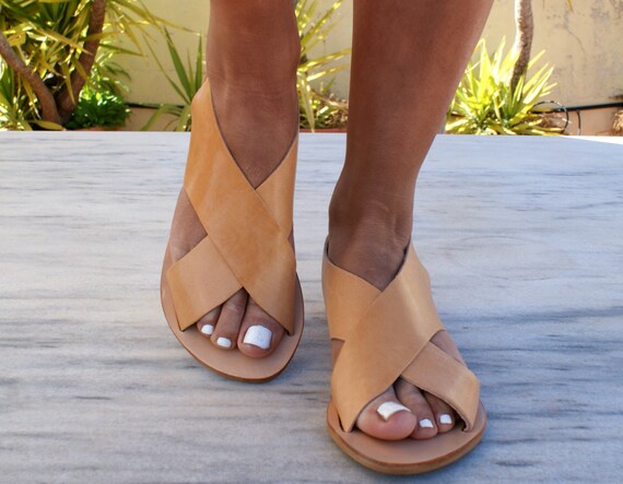 sandalias de cuero genuino flats clásicos ropa de playa Zapatos Zapatos para mujer Sandalias Zapatos destalonados y con tira trasera sandalias de mujer Flats de cuero 