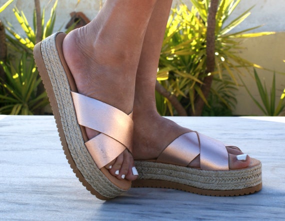 espadrille platform slides