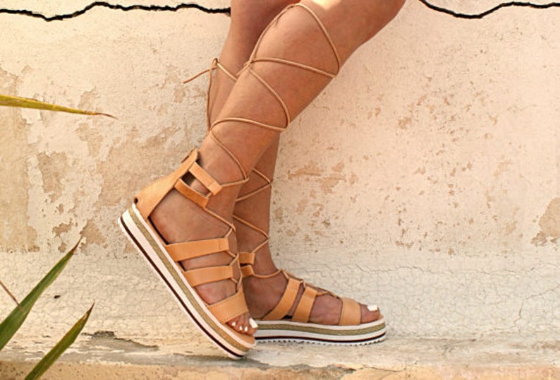 TROY leather gladiator sandals ancient Greek sandals lace up sandals spartan sandals handmade natural leather sandal strappy sandal