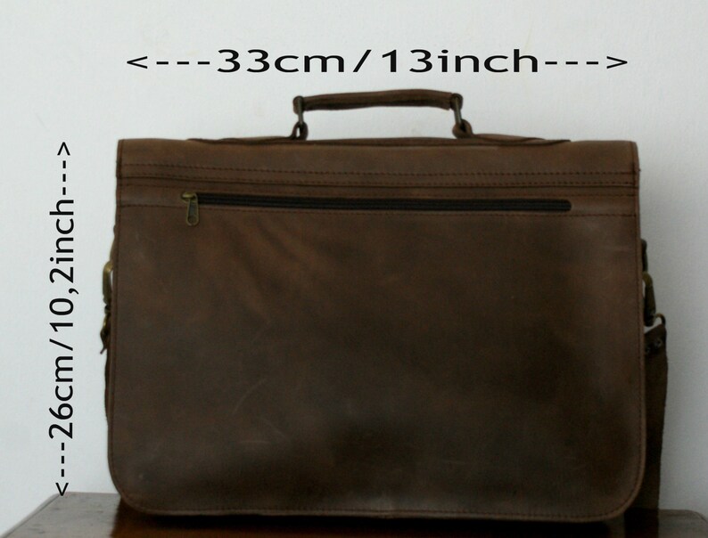 13 inch waxed leather briefcase messenger bag laptop bag mens bag crossbody bag distressed leather Waxed leather dark brown