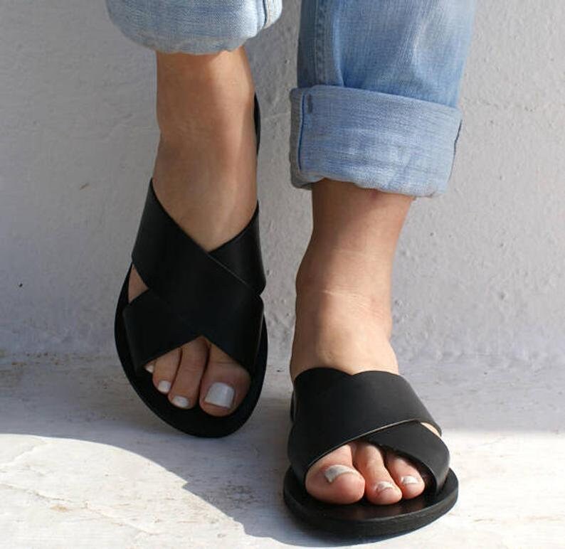 ERIS 3 Sandals/ Ancient Greek Leather Sandals/ Slide Sandals/ | Etsy