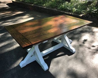 Trestle Base Oak Farmhouse Table