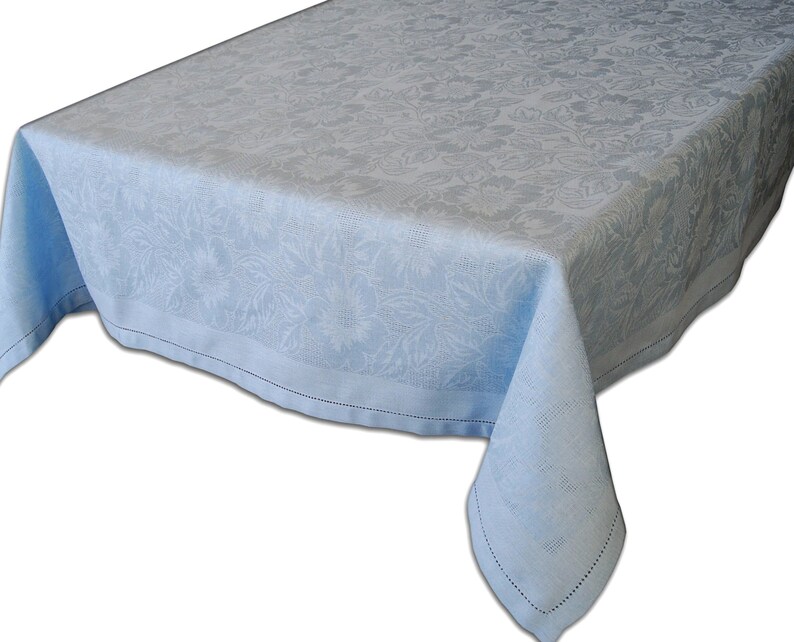 Fine Dining Sky blue Jacquard tablecloth Rectangle Natural table linen housewarming Foodie gift elegant modern square table cover home decor