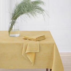 Golden Jacquard Linen Tablecloth Vinha | 100% Linen | Square & Rectangular | Elegant Dining Decor | Handmade Europe