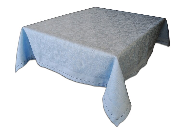Fine Dining Sky blue Jacquard tablecloth Rectangle Natural table linen housewarming Foodie gift elegant modern square table cover home decor
