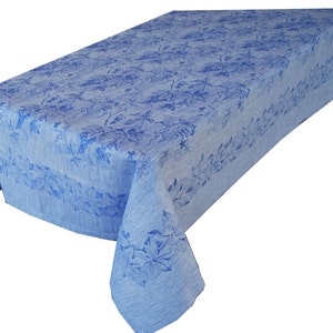 Blue linen jacquard tablecloth, oversized rectangular tablecloths, napkins linen dining, gifts for chefs