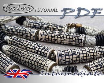 Polymer clay tutorial - Pattern Rustico - Beads - Disc - Bracelet - English