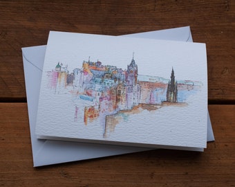 Edinburgh cityscape illustration Greetings Card - Blank Inside