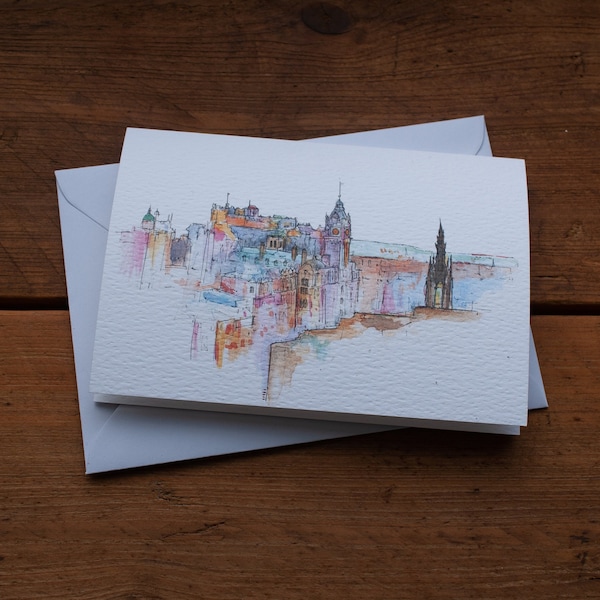Edinburgh cityscape illustration Greetings Card - Blank Inside