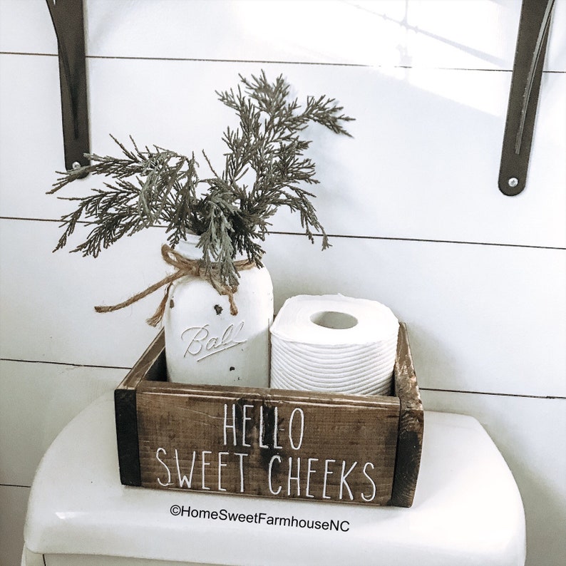 Hello Sweet Cheeks Storage Box Caddy Bathroom Humor Etsy