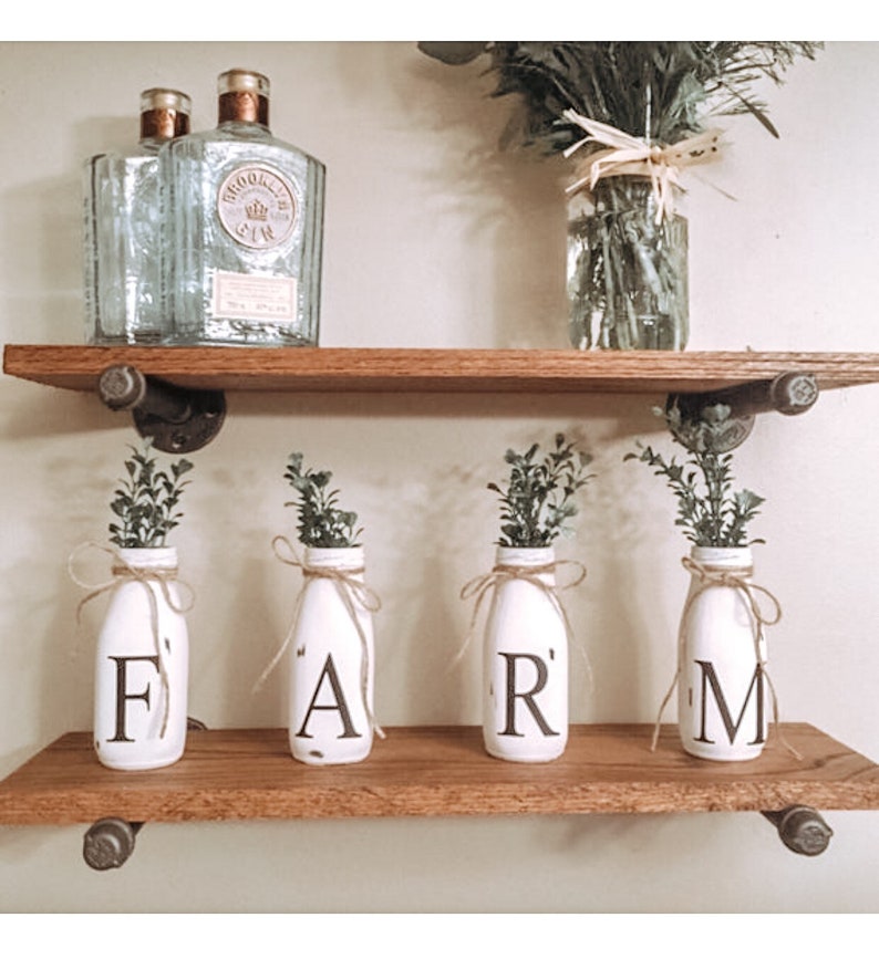 Farm milk jar decor Milk Jars Farm distressed Jars Etsy