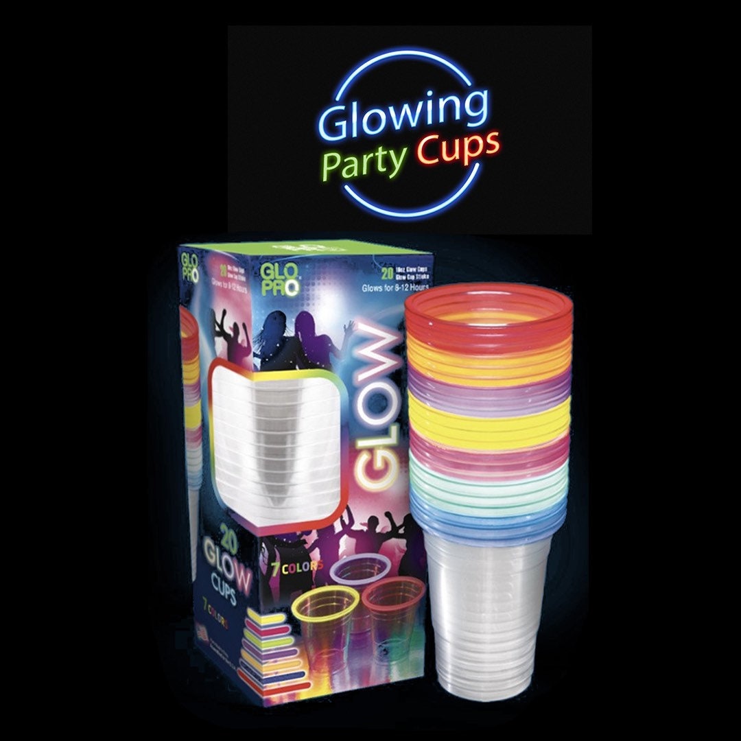 20 Count 16oz 7-colors Mixed Glow Party Glowing Party Cups Glow Stick Party  Cups Glow in the Dark Cup, Neon Party Cups Glow Party Glow Stick 