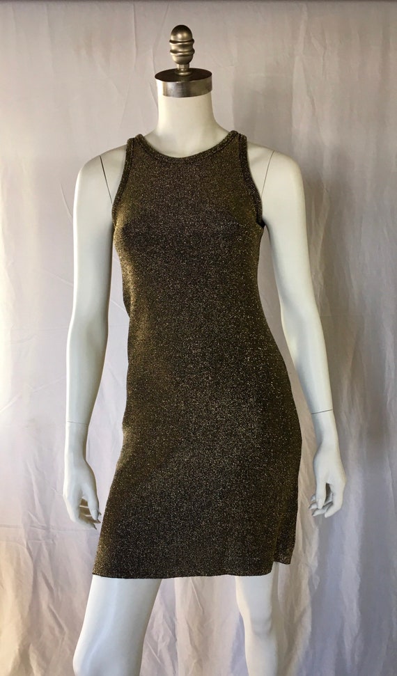 1980 Gold knit bodycon dress