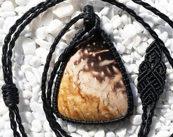 Indonesian Palm Root pendant, macrame pendant