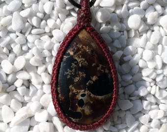 Fossil Amber Pendant, Macrame Pendant